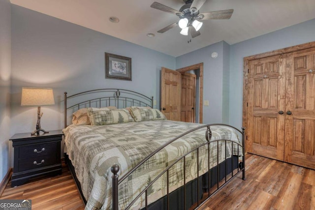 602 Mill Ridge Rd, Hiawassee, GA 30546 - bedroom featuring wood finished floors and ceiling fan