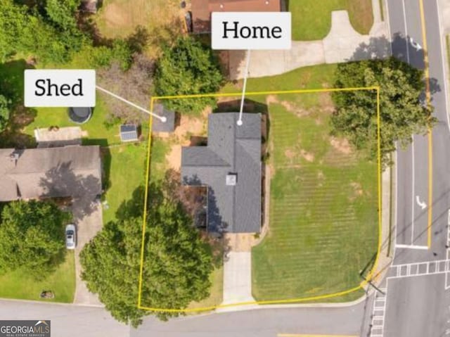 3642 S Bogan Rd, Buford, GA 30519 - aerial view of property's location with property boundaries highlighted