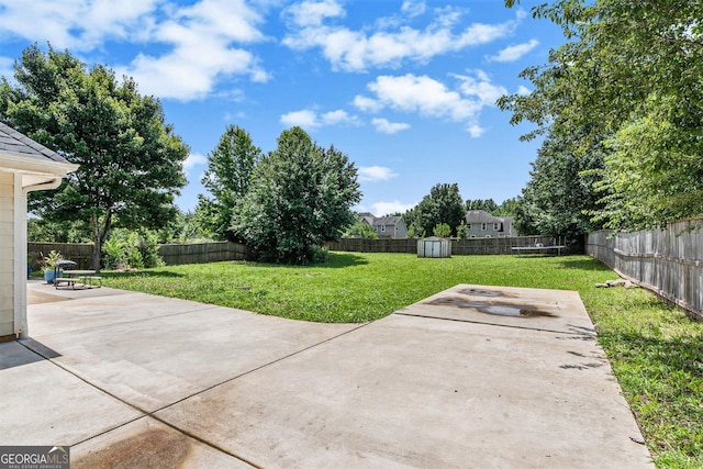 1478 Elena Dr, Mcdonough, GA 30253 - fenced backyard featuring a patio area and a storage shed