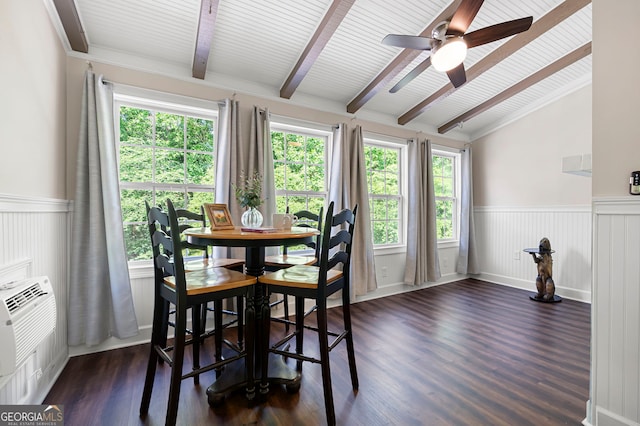 1223 Whitlock Ridge Dr SW, Marietta, GA 30064 - dining area featuring wainscoting, plenty of natural light, dark wood-style flooring, and ceiling fan