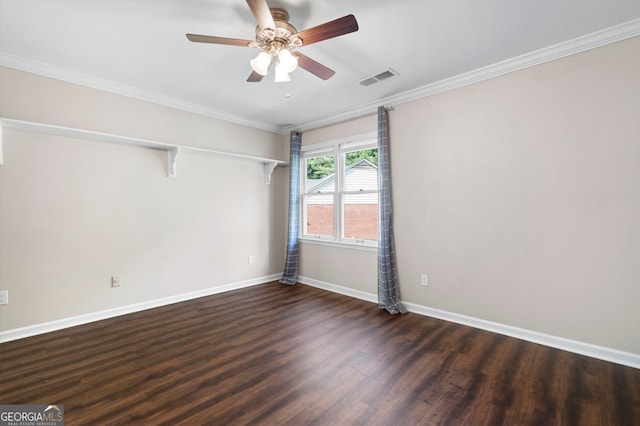 1223 Whitlock Ridge Dr SW, Marietta, GA 30064 - spare room featuring wood finished floors, a ceiling fan, and ornamental molding