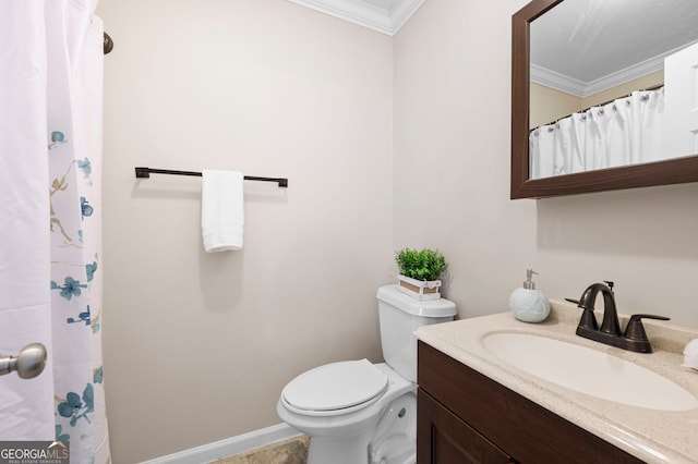 1223 Whitlock Ridge Dr SW, Marietta, GA 30064 - bathroom featuring ornamental molding, vanity, and curtained shower