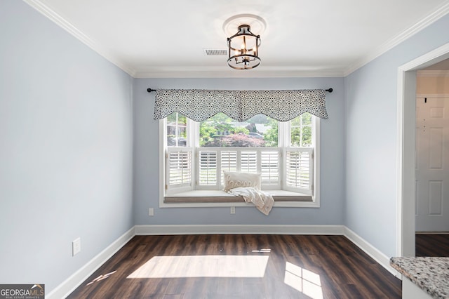1223 Whitlock Ridge Dr SW, Marietta, GA 30064 - unfurnished dining area featuring a chandelier, ornamental molding, and dark wood-style floors
