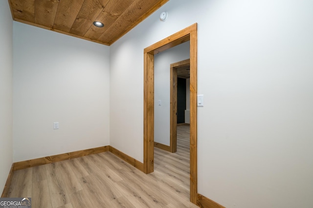 221 Goldmine Rd, Morganton, GA 30560 - unfurnished room with wooden ceiling, baseboards, light wood-style floors, recessed lighting, and a smoke detector