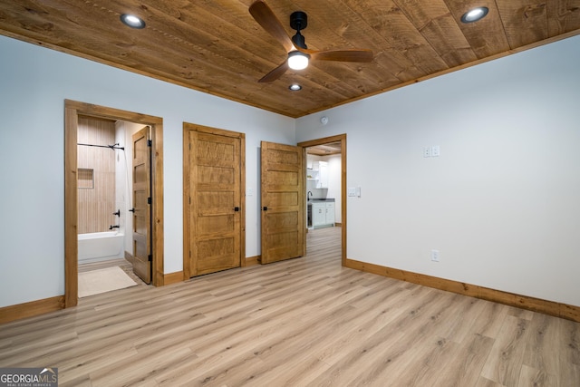 221 Goldmine Rd, Morganton, GA 30560 - unfurnished bedroom featuring wood ceiling, baseboards, wood finished floors, recessed lighting, and connected bathroom