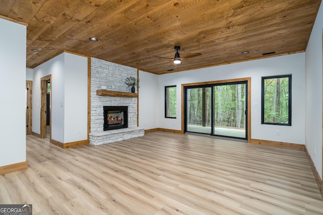 221 Goldmine Rd, Morganton, GA 30560 - unfurnished living room with wood ceiling, wood finished floors, baseboards, and plenty of natural light