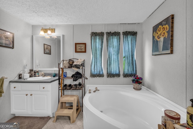 3085 Pea Ridge Rd, Cornelia, GA 30531 - bathroom with a bath, vanity, and a textured ceiling