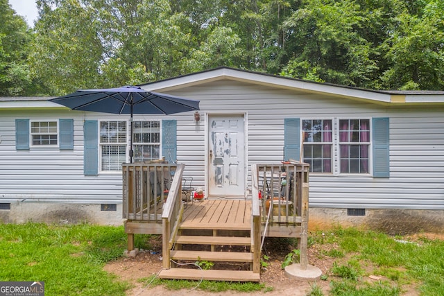 3085 Pea Ridge Rd, Cornelia, GA 30531 - view of front of property featuring crawl space and a deck