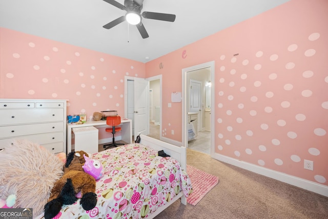132 Shellbark Dr, Mcdonough, GA 30252 - bedroom featuring light colored carpet, wallpapered walls, and ceiling fan