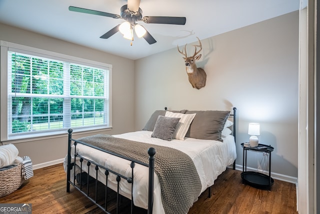 520 Campbell Rd, Cedartown, GA 30125 - bedroom featuring baseboards, wood finished floors, and ceiling fan