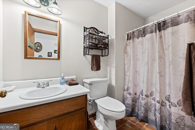349 Campground Rd, Mcdonough, GA 30253 - full bath with vanity, toilet, and a shower with shower curtain