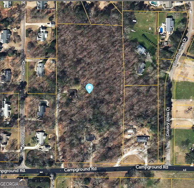 349 Campground Rd, Mcdonough, GA 30253 - aerial overview of property's location featuring property parcel outlined