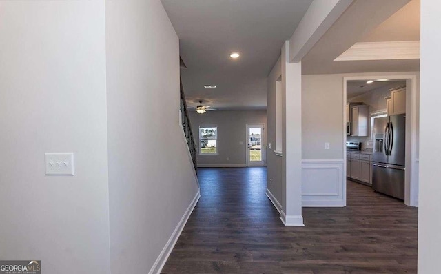 653 Forest Way, Cornelia, GA 30531 - corridor with dark wood finished floors, recessed lighting, and baseboards