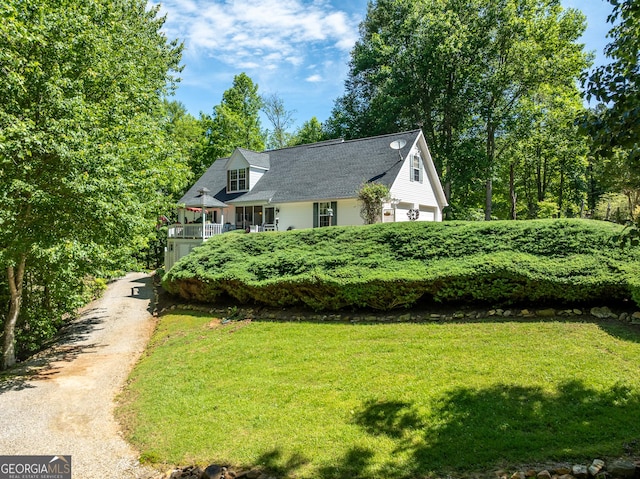 724 Fish Cove Rd, Blairsville, GA 30512 - cape cod-style house featuring a front yard and an attached garage