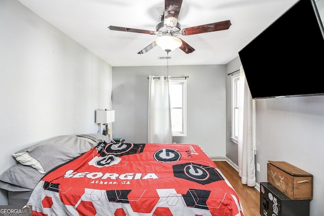 387 Colvin Dr, Locust Grove, GA 30248 - bedroom with wood finished floors and a ceiling fan