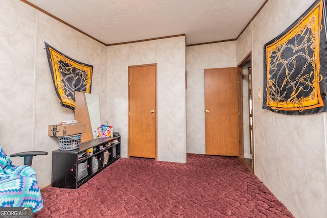 206 Briar Creek Way, Lizella, GA 31052 - rec room with ornamental molding, a textured ceiling, and carpet flooring