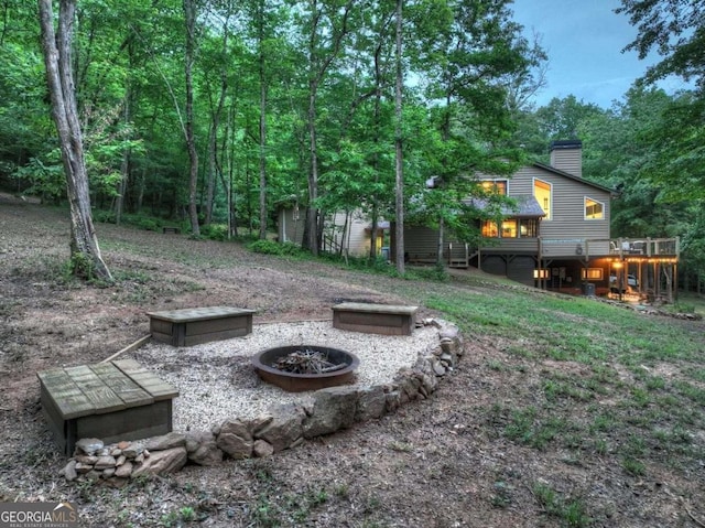 123 Old Fjord Rd, Blue Ridge, GA 30513 - view of yard featuring a fire pit and a deck