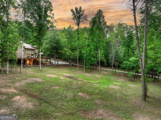 123 Old Fjord Rd, Blue Ridge, GA 30513 - view of yard with a deck and a view of trees