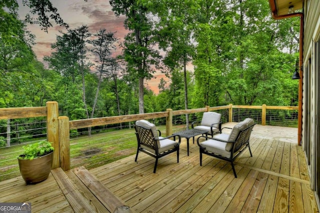 123 Old Fjord Rd, Blue Ridge, GA 30513 - wooden terrace featuring view of wooded area