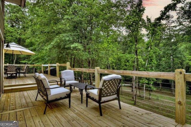 123 Old Fjord Rd, Blue Ridge, GA 30513 - wooden deck featuring outdoor dining space