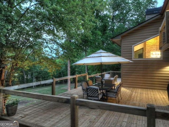 123 Old Fjord Rd, Blue Ridge, GA 30513 - wooden deck with outdoor dining area