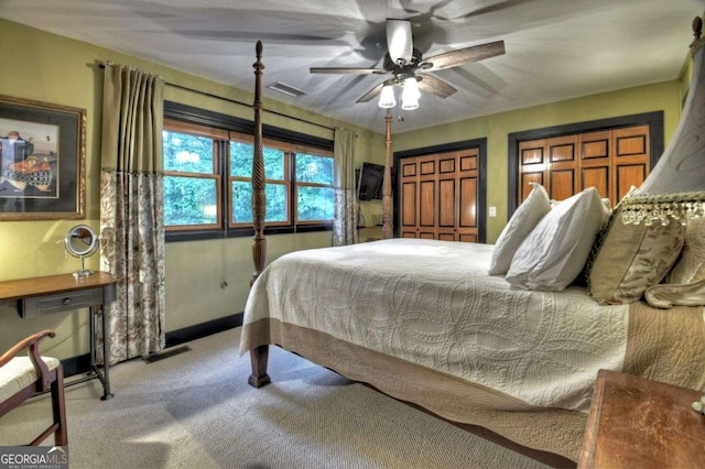 123 Old Fjord Rd, Blue Ridge, GA 30513 - bedroom featuring carpet, baseboards, and ceiling fan
