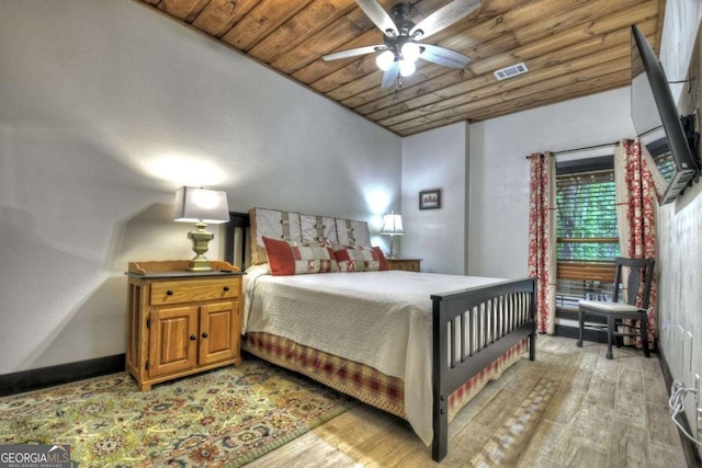 123 Old Fjord Rd, Blue Ridge, GA 30513 - bedroom with wooden ceiling and light wood-style floors