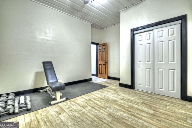 123 Old Fjord Rd, Blue Ridge, GA 30513 - workout area featuring wood finished floors