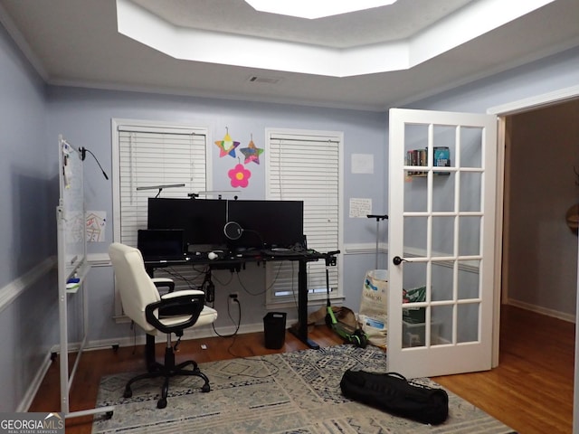 185 Kinards Mill Rd, Jackson, GA 30233 - office area with wood finished floors and a raised ceiling