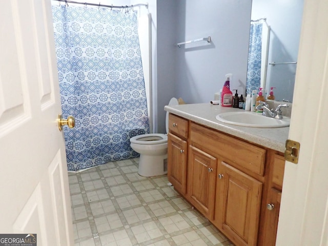 185 Kinards Mill Rd, Jackson, GA 30233 - bathroom with tile patterned floors, vanity, and a shower with shower curtain