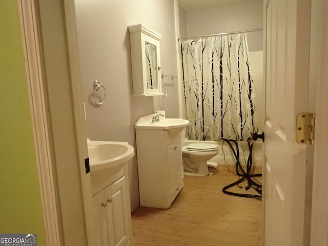 185 Kinards Mill Rd, Jackson, GA 30233 - full bath featuring vanity, wood finished floors, and a shower with curtain