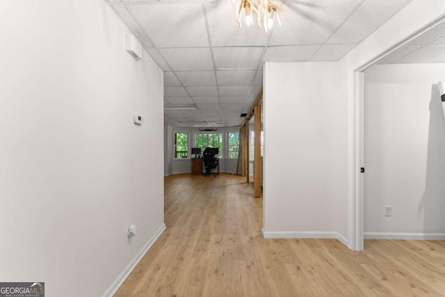 3652 Shady Oak Trl, Gainesville, GA 30506 - hallway featuring a paneled ceiling and light wood finished floors