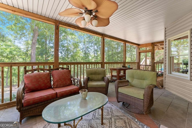 3652 Shady Oak Trl, Gainesville, GA 30506 - sunroom / solarium with outdoor lounge area and ceiling fan