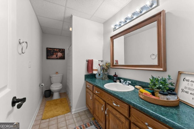 3652 Shady Oak Trl, Gainesville, GA 30506 - bathroom with vanity, tile patterned floors, and a paneled ceiling