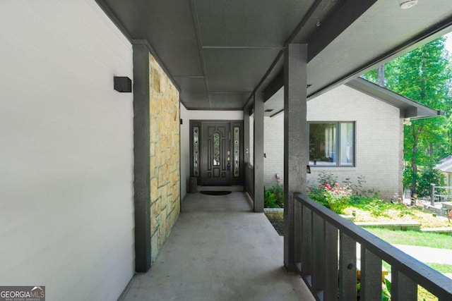 9701 Buice Rd, Alpharetta, GA 30022 - doorway to property with brick siding and stone siding