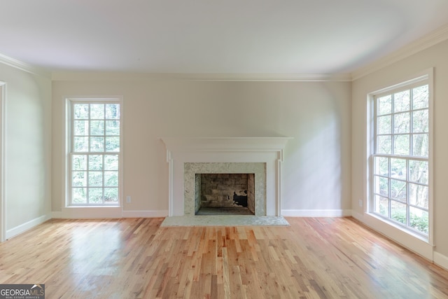 302 Brookwood Ln, Lafayette, GA 30728 - unfurnished living room featuring crown molding, wood finished floors, and healthy amount of natural light