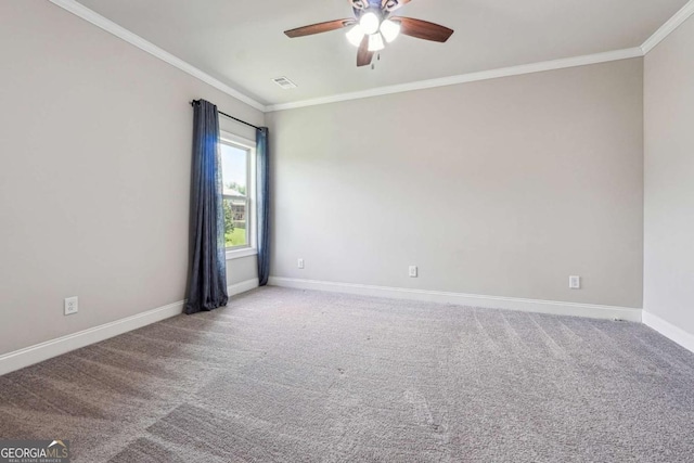 1824 Alberta Ln, Winder, GA 30680 - carpeted empty room featuring ornamental molding, a ceiling fan, and baseboards