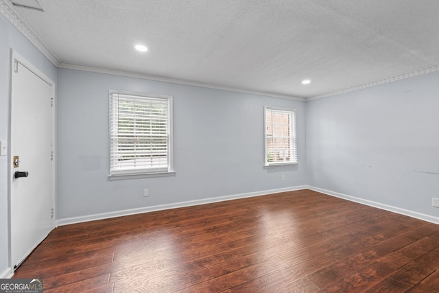 3626 Buford Hwy Unit C1, Brookhaven, GA 30329 - empty room featuring crown molding, a textured ceiling, plenty of natural light, hardwood / wood-style floors, and recessed lighting