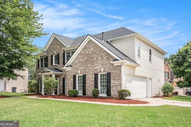 2023 Arbor Springs Way, Buford, GA 30519 - traditional-style house with brick siding, driveway, a front lawn, and an attached garage