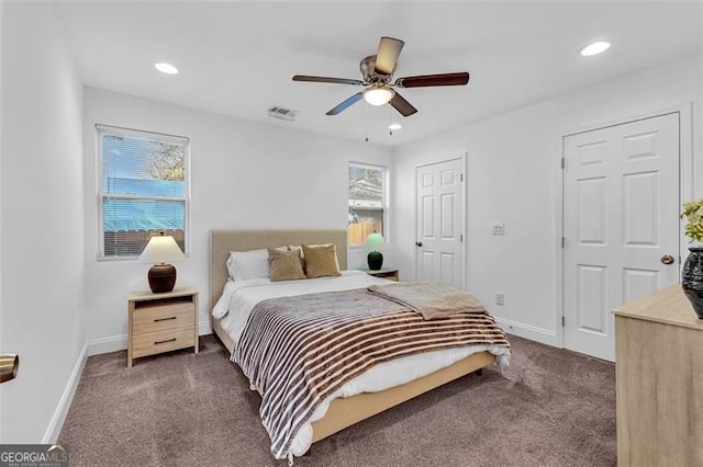 2912 Palm Dr, East Point, GA 30344 - bedroom featuring carpet floors, recessed lighting, baseboards, and ceiling fan