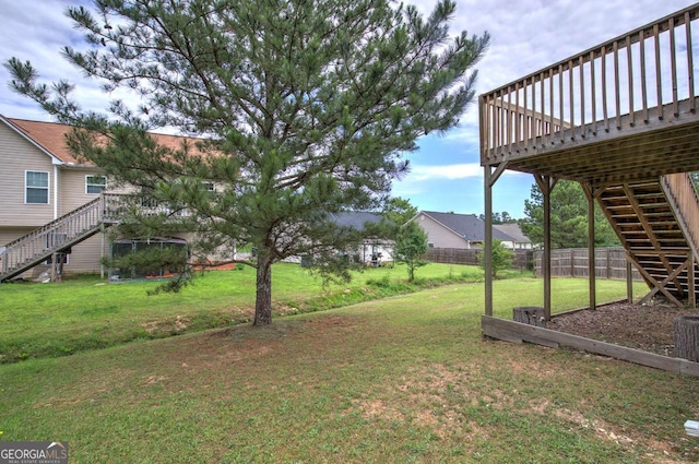 230 Louise Ln, Calhoun, GA 30701 - view of yard featuring stairway and a wooden deck