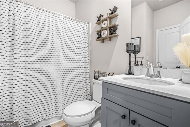361 Traditions Ln, Hampton, GA 30228 - bathroom featuring vanity, toilet, and a shower with shower curtain