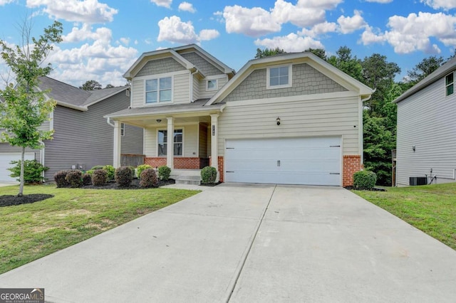 7760 Hansel Ln, Lithonia, GA 30058 - craftsman inspired home featuring brick siding, a front yard, a porch, and concrete driveway
