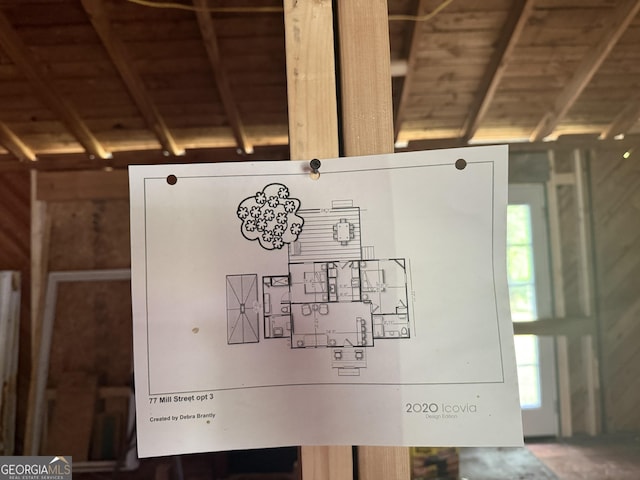 7779 Mill St SW, Cave Spring, GA 30124 - detailed view of wooden ceiling with exposed beams