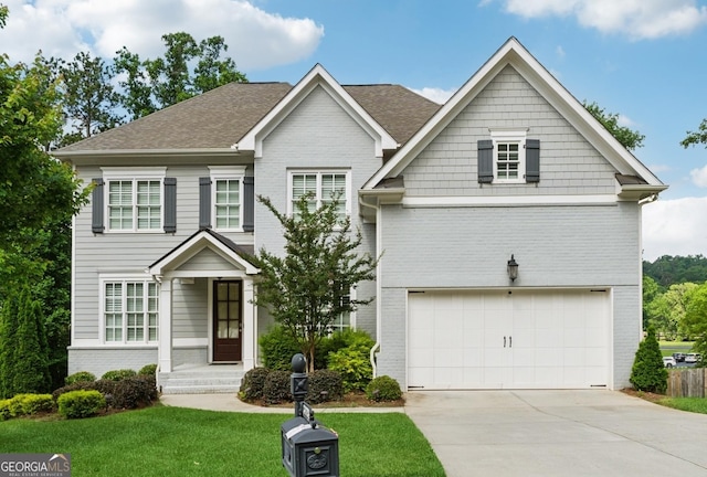 3998 Commodore Dr, Atlanta, GA 30341 - view of front of home featuring brick siding, an attached garage, concrete driveway, and a front yard