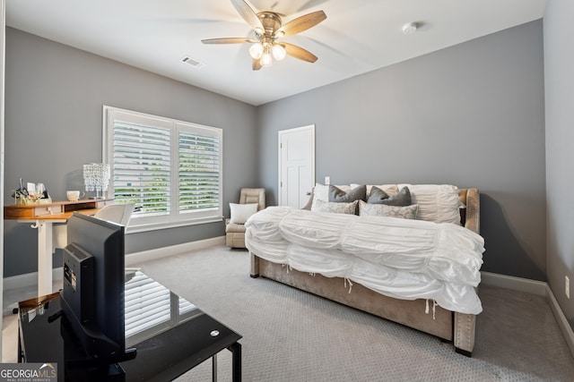 3998 Commodore Dr, Atlanta, GA 30341 - carpeted bedroom featuring baseboards, a desk, and a ceiling fan