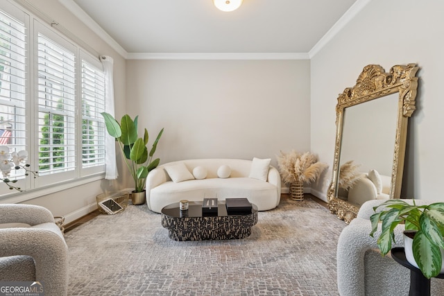 3998 Commodore Dr, Atlanta, GA 30341 - living area featuring ornamental molding, baseboards, and wood finished floors