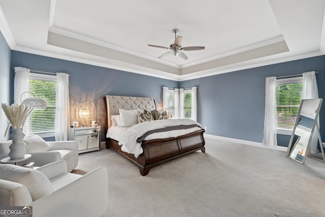 3998 Commodore Dr, Atlanta, GA 30341 - bedroom with a tray ceiling, multiple windows, light colored carpet, and ornamental molding