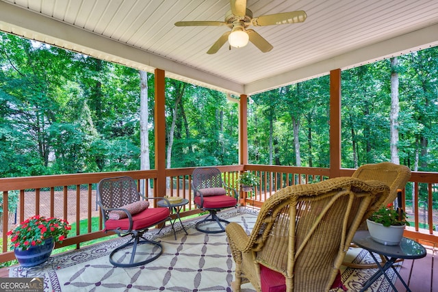 1621 White Oak Cv, Loganville, GA 30052 - wooden terrace with a ceiling fan