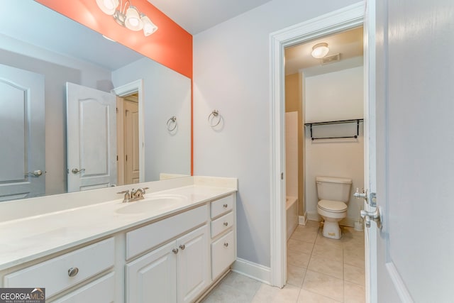 100 Harmony Ct, Dallas, GA 30157 - bathroom featuring vanity, tile patterned flooring, toilet, baseboards, and tub / shower combination